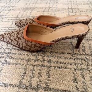 Coach Brown Signature Mules